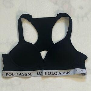 U.S. Polo Assn. Black Racerback Logo Band Sports Bra